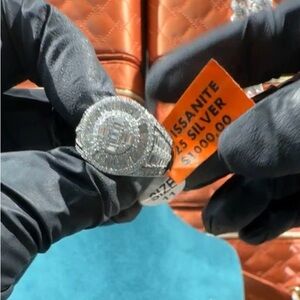 Elegant Silver Men's Ring with Clear Stones